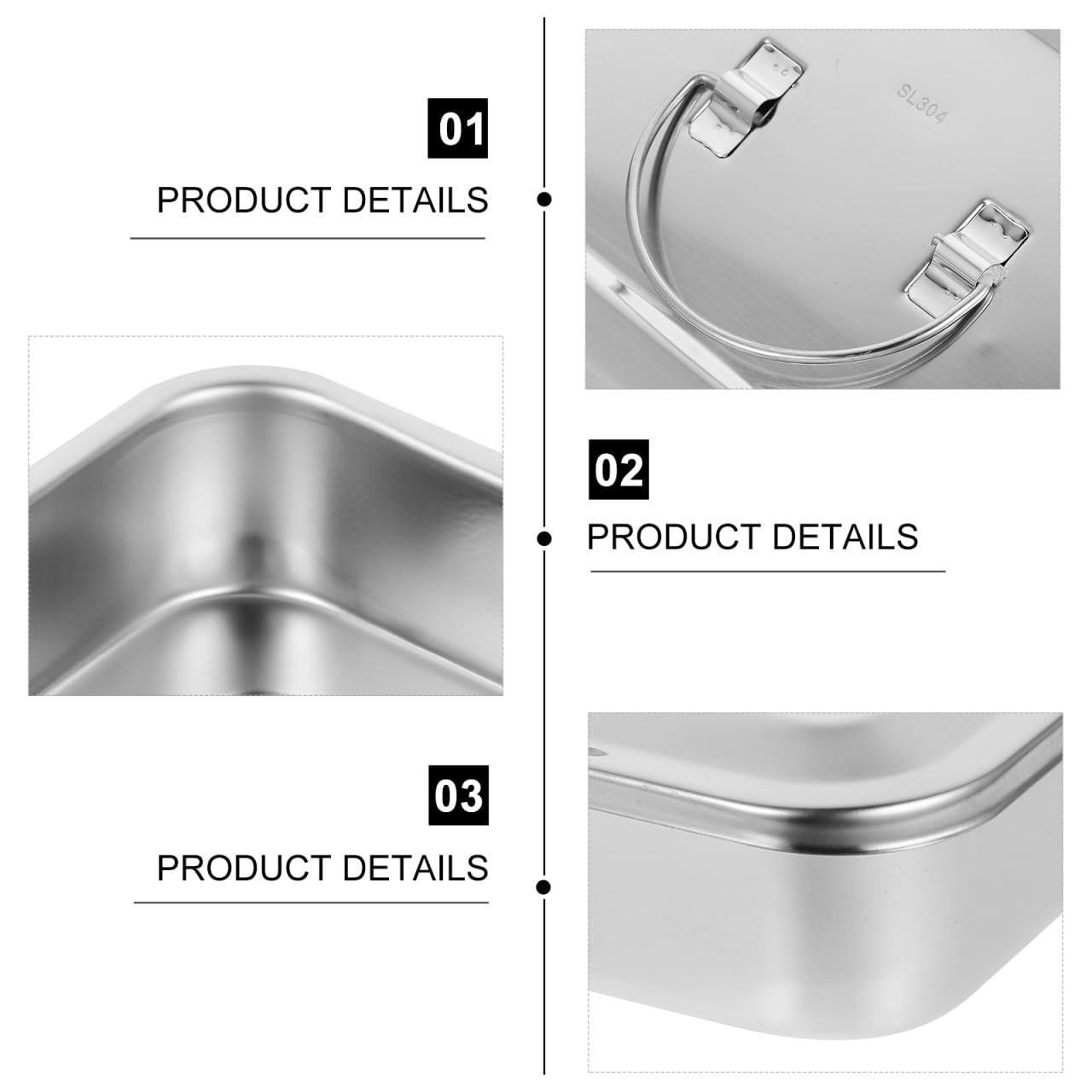 MAGICLULU Organizzatore in Acciaio Inox 304 Con Coperchio, Contenitore Professionale Per Strumenti Chirurgici e Laboratori, Vaschetta Rettangolare 9 Pollici Senza Fori, Uso Veterinario e Per Piercing