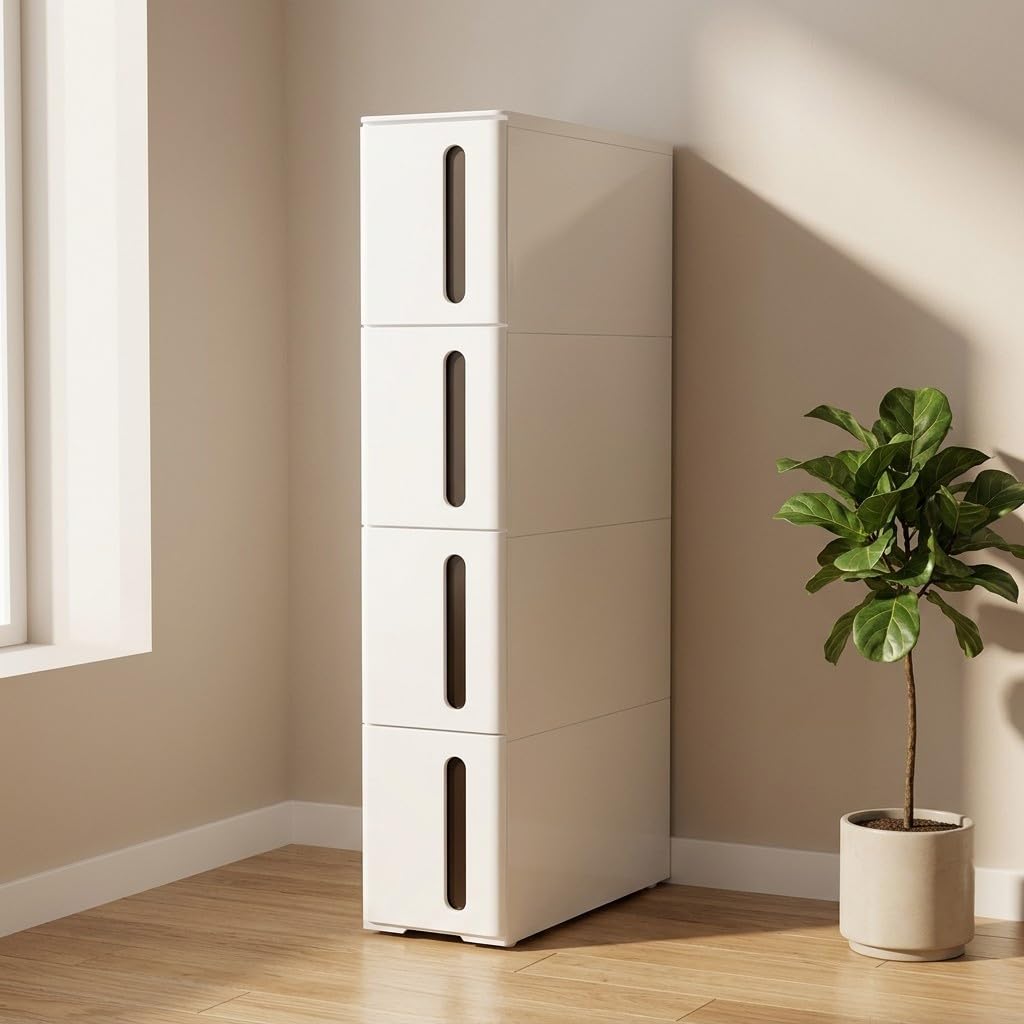 Carrello Stretto con 4 Cassetti, Organizzatore Slim per Bagno e Cucina