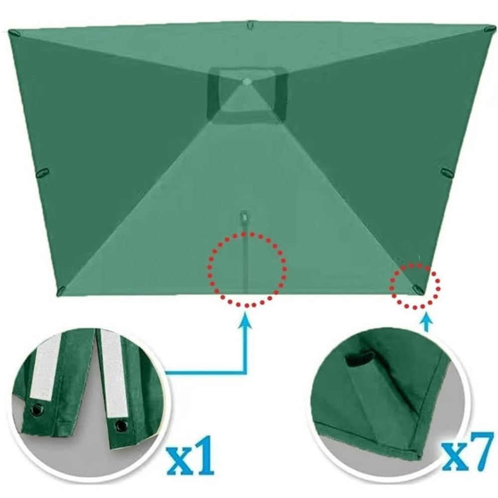Quadrato Baldacchino di Ricambio 8 Stecche Telo di Ricambio per Ombrellone Decentrato 3×4m 2,5×2,5m Tessuto di Ricambio per Ombrellone da Giardino(Top,300x300cm (9.8x9.8ft))