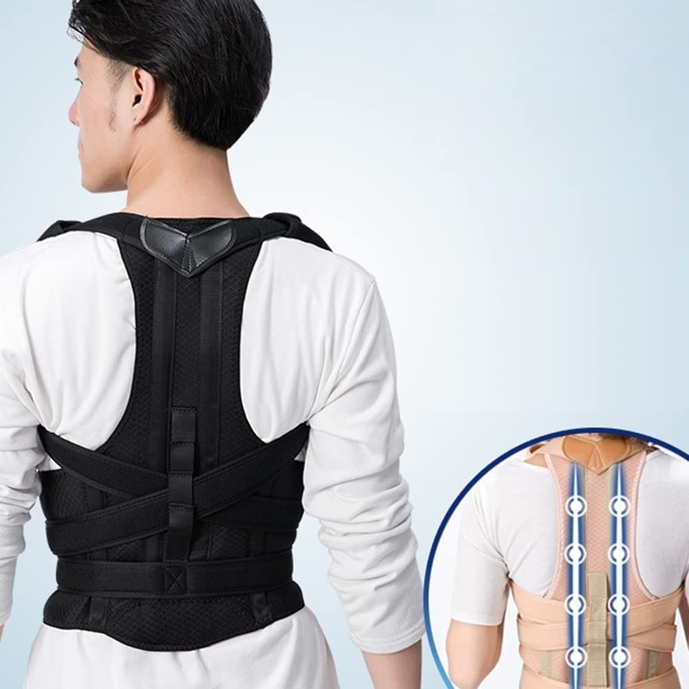 Mężczyźni Kobiety Upper Back Support, Brace Figura orteza Belt Ramię Prostownica Clavicle Neck Bain Relief(Khaki,S)