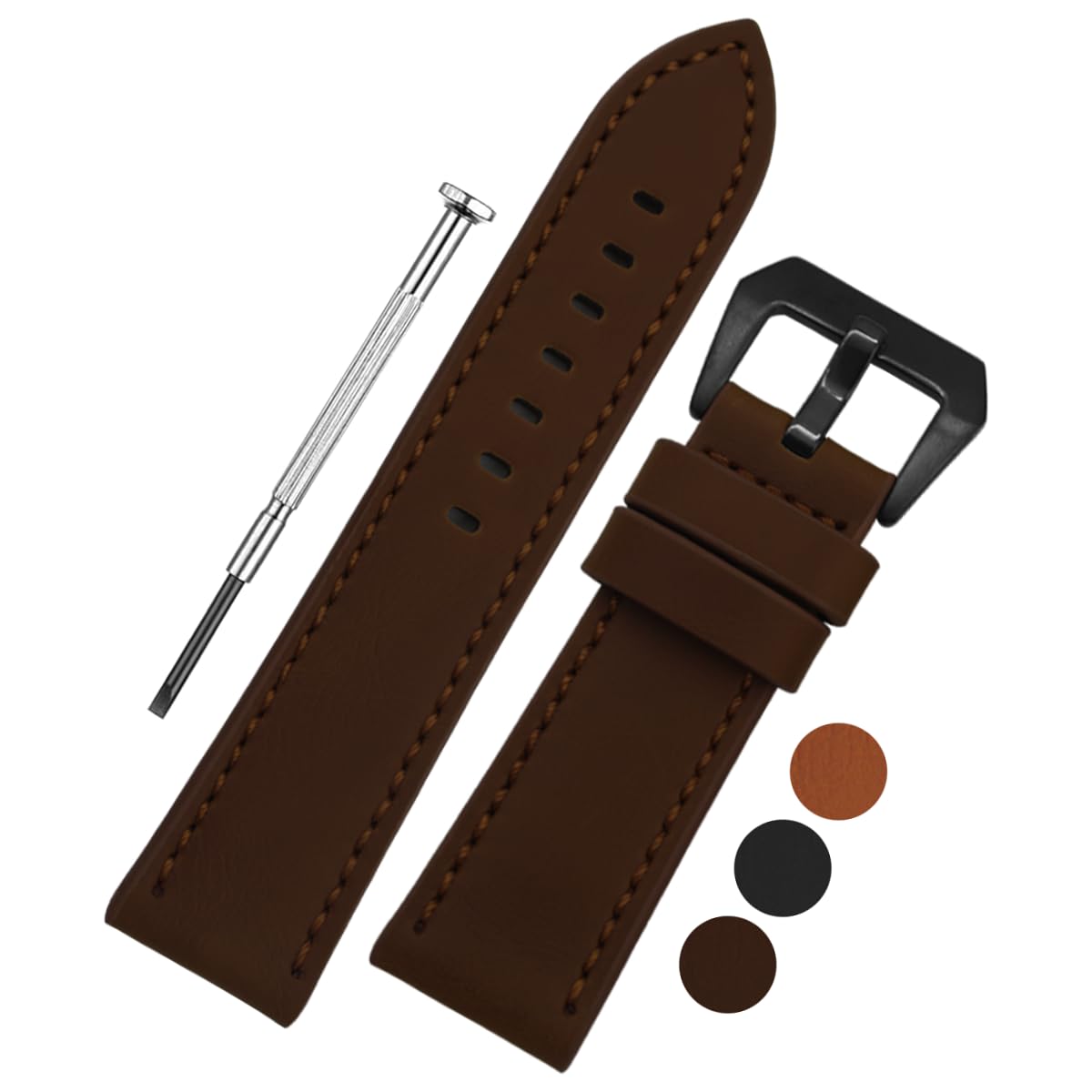 DBLACK ALBAF Premium Leather Watch Strap, Thick Strap for Heavy Watches, Matte Finish, Watch Straps // For 20mm, 22mm, 24mm, or 26mm Watch Band (Choose Your Size & Color) (Brown, 20mm) (B0CCW3XS1N) Amazon Price History, Amazon Price Tracker