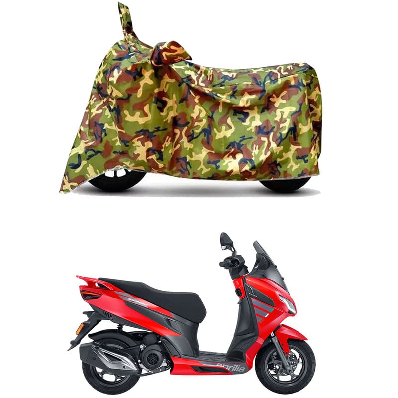 Image of Waterproof 100% PVC Coated Bike Scooty Two Wheeler Body Cover Compatible for Aprilia SXR 160 STD /UV-Rays /Heat Protection /Birds Dropping /Scratchproof /Dust Proof [6X6 Jungle Print]