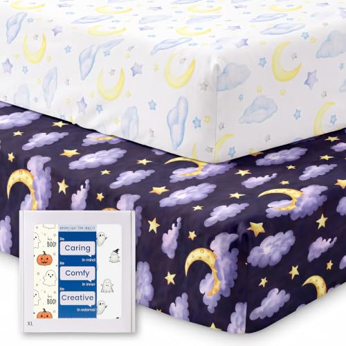 Image of Crib Sheets 28x52x9 Inch, Fitted Baby Mattress Sheets 2 Pack