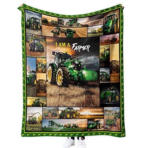 KAROYD Traktor Decke, Kuscheldecke 150x200 cm, 3D Druck Traktormotiv Flanelldecke, Weiche Warme Für Kinder Jungen Erwachsen (Stil 1,150 x 200 cm)