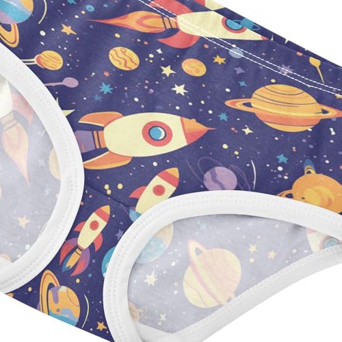 Wusikd Rockets Planets Stars Girls' Underwear Cotton Girls Briefs Soft Toddler Underwear 2T4