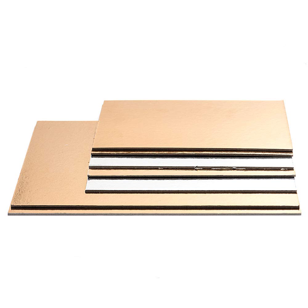 Decora 0932516 - Sottotorta rettangolare accoppiato, Oro/Argento, 35 x 45 x 0.15 cm
