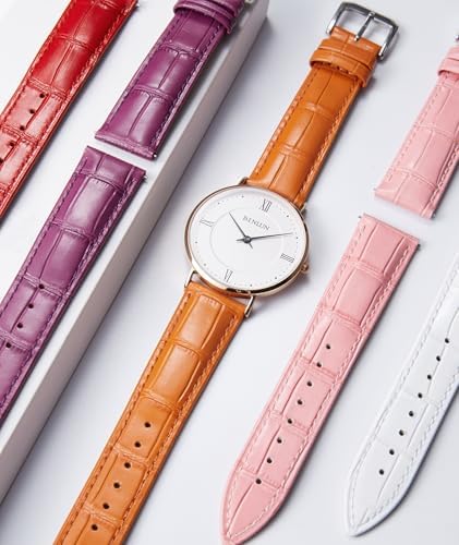 BINLUN Genuine Leather Watch Bands Women Men Quick Release Leather Watch Straps Replacement with 12 Colors Option (10mm, 12mm, 14mm, 15mm, 16mm, 17mm, 18mm, 19mm, 20mm, 21mm, 22mm, 23mm) - 4