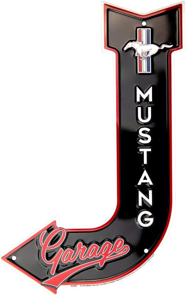 HangTime Mustang Garage Sign, Vintage Metal Automotive Wall Art Decor, 11.5 in. x 17.5 in, Man Cave Stuff for Men
