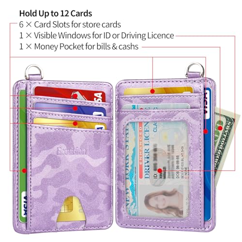 Image of Slim Minimalist Front Pocket Wallet, RFID Blocking Credit Card Holder Wallet with Detachable D-Shackle for Men Women