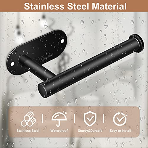 2 Pack Toilet Paper Holder - Bjiotun Black Toilet Paper Holder Wall Mount For Bathroom Storage, Stainless Steel Paper Towel Holder - Strong Adhesion & Screws #TOP1