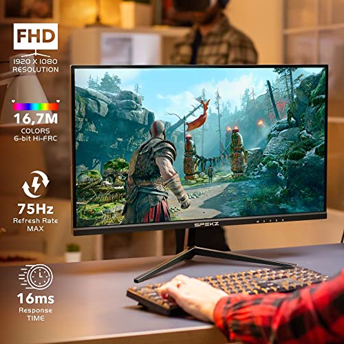 Spekz 24 Inch Computer Monitor, Fhd Pc Monitors 1920 X 1080P Ips Display 75Hz, Hdmi, Vga, 5Ms Response Time, 75 X 75 Mm Mountable, Frameless (Em-024) #TOP2