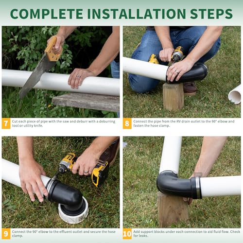Image of RV and Camper Sewer Waste Plumbing Connection System Kit with Slip Fit Coupling Adapter, for 3inch PVC Pipe RV Sewer Hose Fittings RV Sewer Adapter