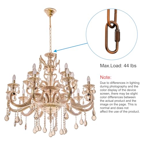 Image of PATIKIL 6ft Lighting Hanging Chain, Metal Looping Chain with Quick Link Screw Lock Connectors for Hanging Plant Pendant Chandelier Light Fixture, Red Bronze