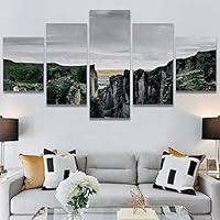 SIGNWIN 5 Panel Canvas Wall Art Between Valleys for Home Decorations Ready to Hang - 60
