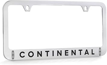 Lincoln Continental Chrome Plated Brass Metal License Plate Frame Holder Wide Bottom Engraved 2 Hole