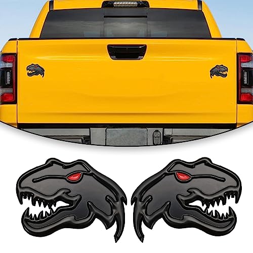 Image of Dinosaur Emblem Metal Badges Fits for Dodge RAM TRX 1500 2500 3500 ~Stick it Anywhere (A Pair) (Matte Black)