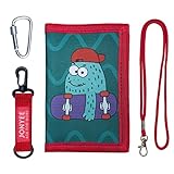 JONYEE Kids Trifold Wallet for Boys Girls Teen, Outdoor Sports Canvas Wallet with Lanyard/Keychain/C