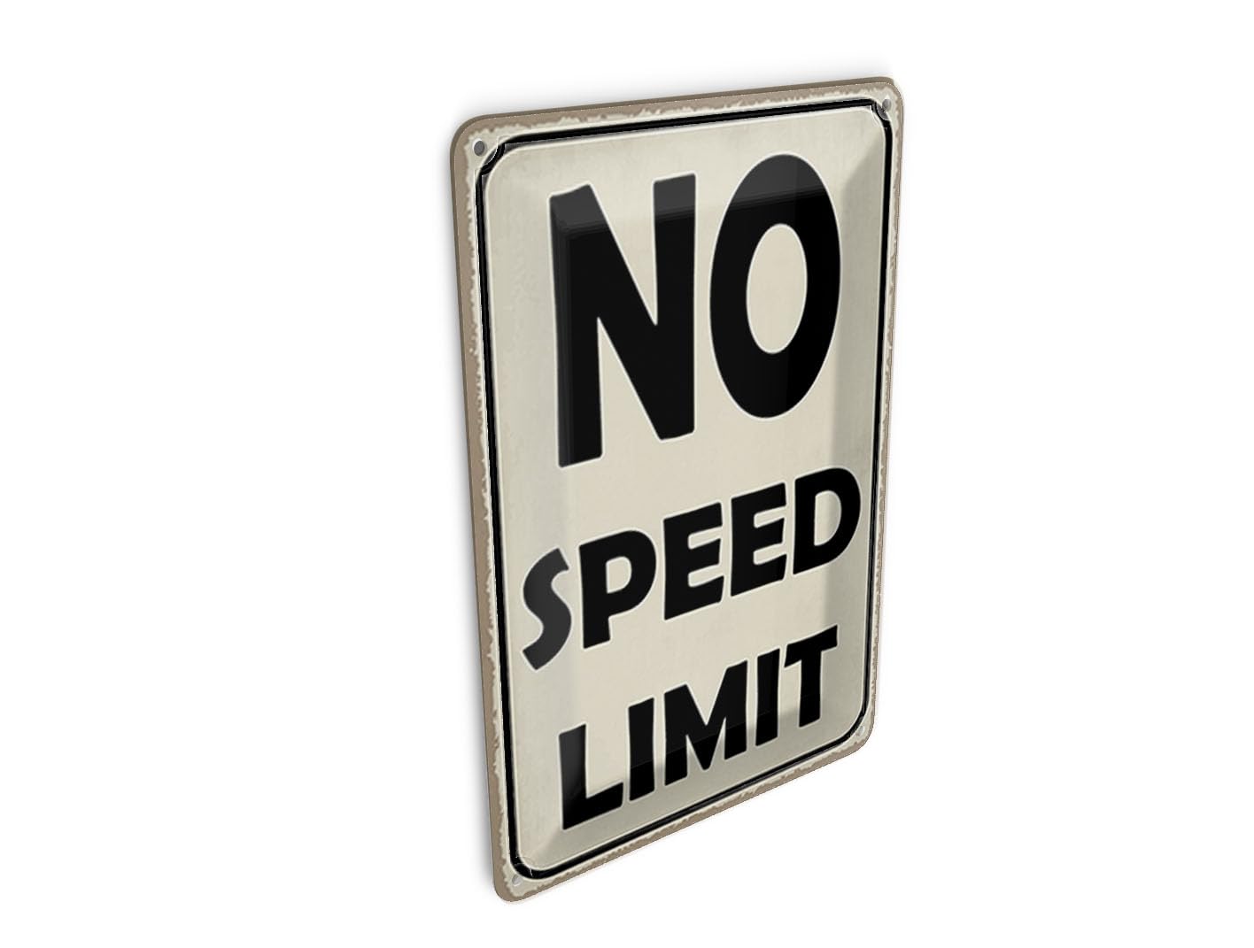 Femer Tin Postcard Saying 10 x 14 cm No Speed Limit Metal Decorative Sign