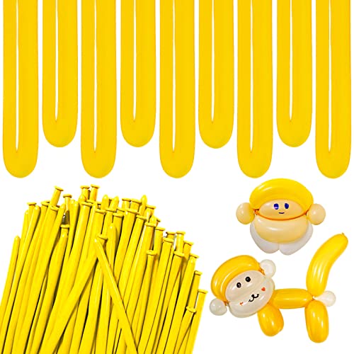 Image of Yellow 260 Long Skinny Twisting Animal Balloons, Rainbow Balloons for Animal Shapes Carnival Festival Party Supplies 100pcs