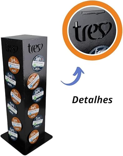 Torre Porta Capsulas Três Corações Marca Feita Em Madeira MDF 3mm Cor Preta Decoração