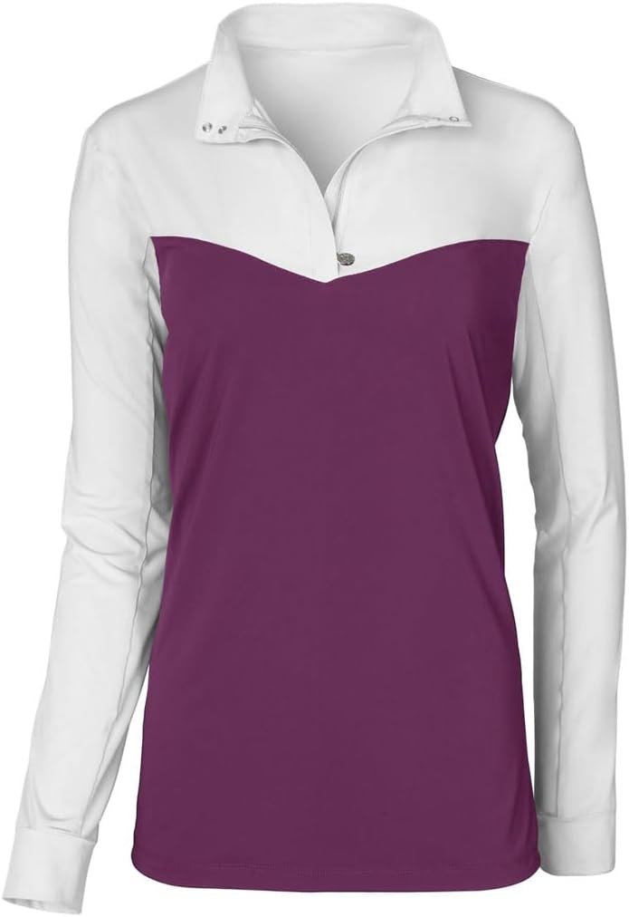 Dapplebay Lady 1/4 Zip Show Top-White/Plum