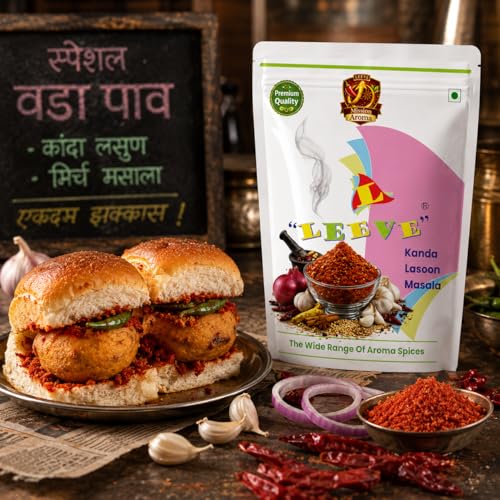 Image of Leeve Kolhapuri Kanda Lasun Mirch Masala 200g | Authentic Spicy Maharashtrian Masala | Vada Pav, Bhakri & Sabzi Taste Enhancer | Onion Garlic Chutney Powder