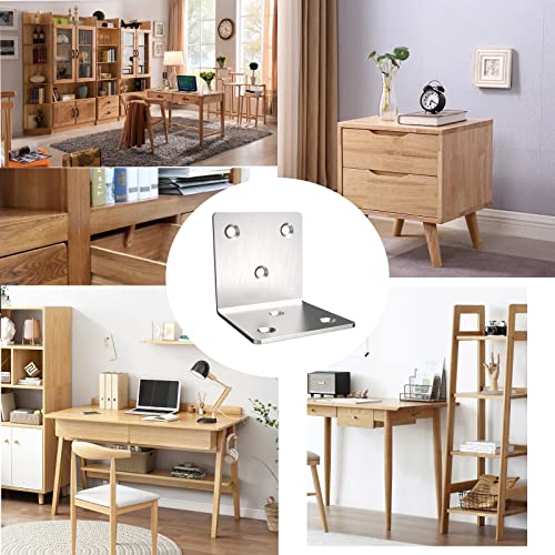Image of Stainless Steel Corner Bracket,Joint Right Angle Bracket,L Shape Heavy Duty Metal Corner Brace Shelf Supporter for Wood Aufuga (20, 2x2x2)