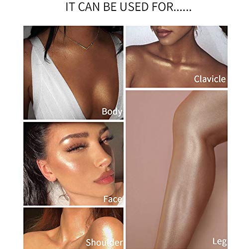 Meicoly Face Body Luminizer,Liquid Illuminator Body Shimmer Oil,Moisturizing Bronzer Highlighter Smooth Shine Highlight Glow Makeup,Waterproof Body Shimmering Glitter,03 Bronze Gold #TOP6