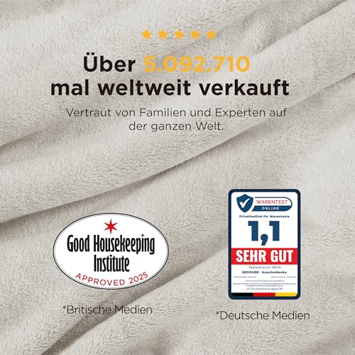 BEDSURE Kuscheldecke Flauschig Decke Fleecedecke - Wohndecke Warm Winter Weich, Sofadecke XL, Geschenke für Frauen, Decke Couch Blanket, Wohn- & Kuscheldecken 150x200cm, Sofa überwurfdecke, Beige