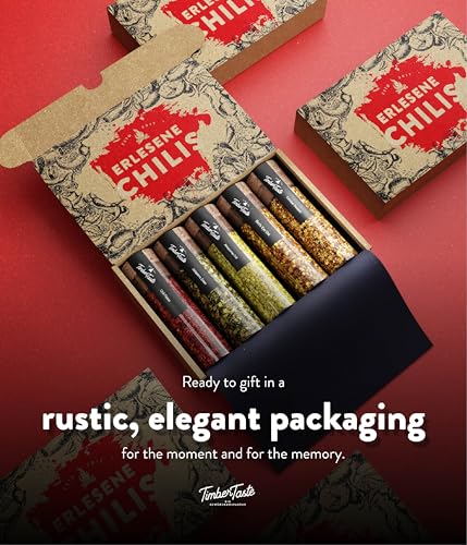 Image of TIMBER TASTE Chili Hot Spice Sampler Set - 5 Scoville-Rated Blends up to 700,000 SHU Cayenne Habanero Chipotle | Spicy Mens Gifts BBQ Seasoning Gift Set | Gourmet Heat Kit - Birthday Gift for Him