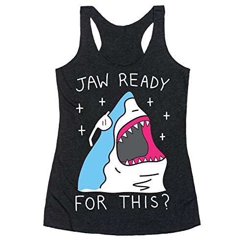 LookHUMAN Jaw Ready for This? Shark Large Heathered Black Women's