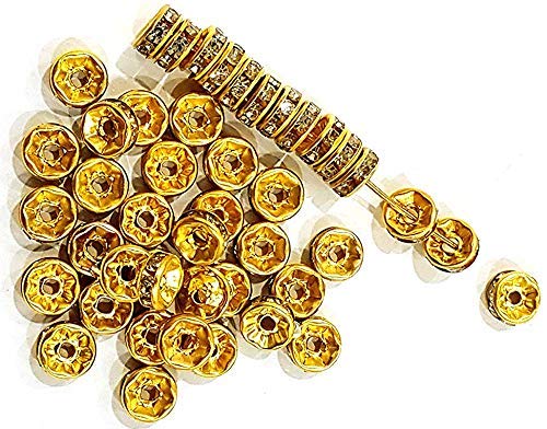 400 Pcs 6mm Round Czech Crystal Rhinestone Spacers – Golden Finish Chakri Beads for Jewellery Making and Designer Craft Projects-image-30