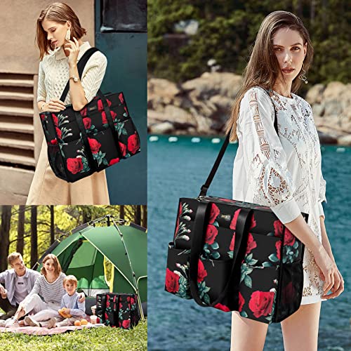 Image of IBFUN Utility Tote Bag with 14 /24 Pockets Zip Top Teacher Tote Bag for Teacher /Work Women