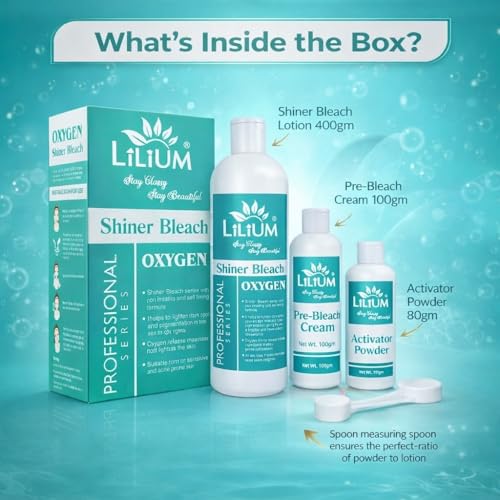 Image of Lilium Oxygen Shiner Bleach 580g | Enhance Skin Radiance | Safe & Effective | Helps to Lighten Dark Spots | Advanced Tan Removal Formula | Aloevera Extract | For All Skin Types | Salon, Spa, Home & Professional Use