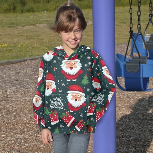 Kids Hoodies Sweaters Christmas Santa Claus Hooded Sweatshirts with Big Pockets for Boys Girls B04000294