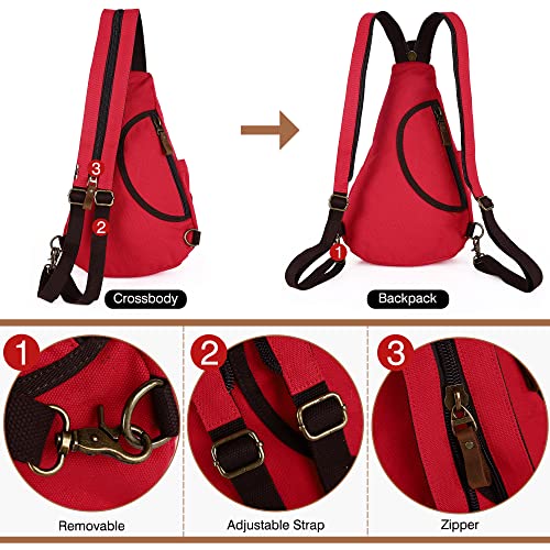 HuxFam Sling Bags for Women Backpack Purse Canvas Crossbody Bags for Women Small Travel Hiking Daypack4