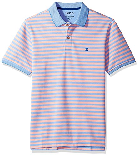 IZOD Men's Fit Advantage Performance Short Sleeve Stripe Polo, Orange, XX-Large Slim