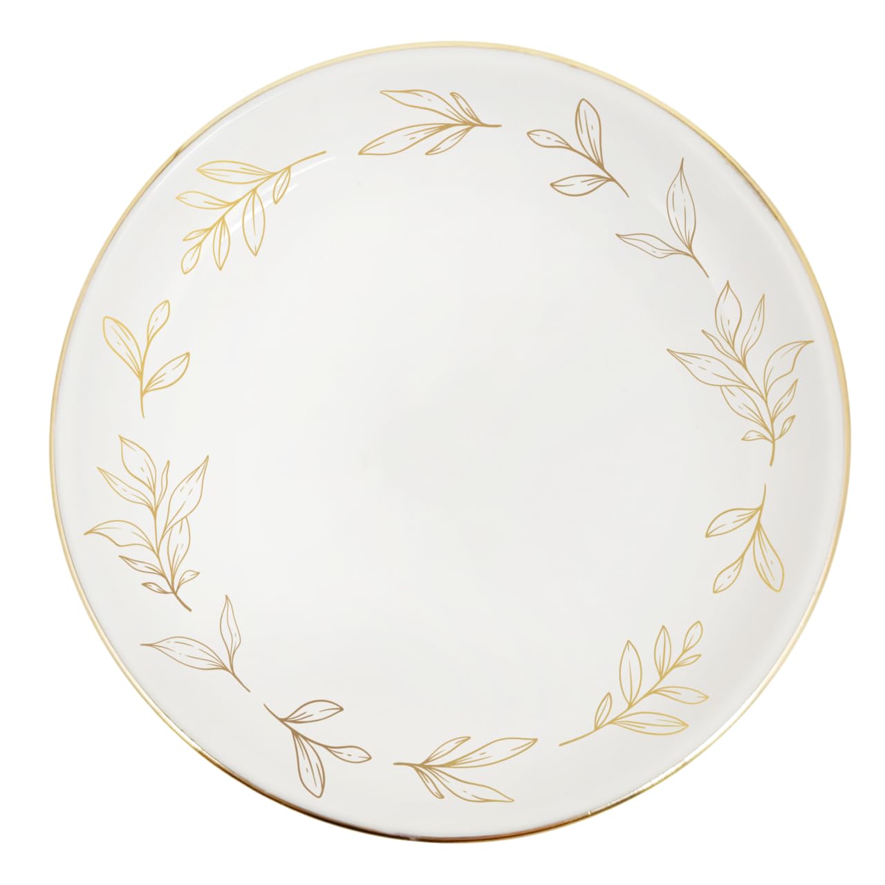 Sweet Water Decor Jewelry Dish, Ceramic Trinket Tray with Gold Foil Leaf Design, 3” Ring Holder for Earrings and Small Keepsakes, Elegant Gift for Bridesmaids, Weddings, Anniversaries, Birthdays