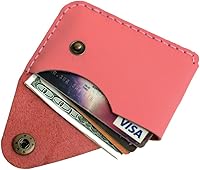 Vista 12 de Tarjetero de cuero hecho a mano con cierre a presión, billetera minimalista ultrafina con bolsillo frontal, funda simple cosida a mano