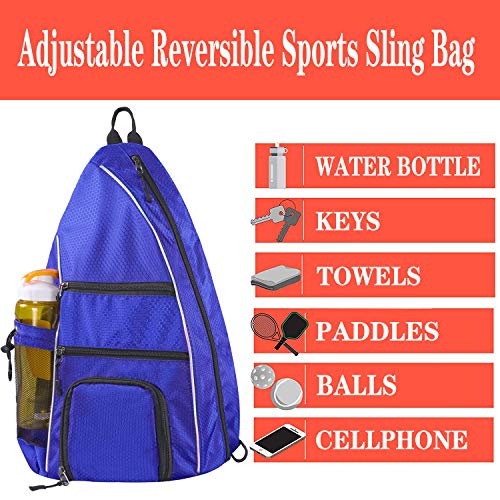 LLYWCM Sling Bag | Pickleball Bag - Reversible Crossbody Sling Backpack for Pickleball Paddles, Tennis, Pickleball Racket and Travel for Women Men (Blue) - Thumbnail 7