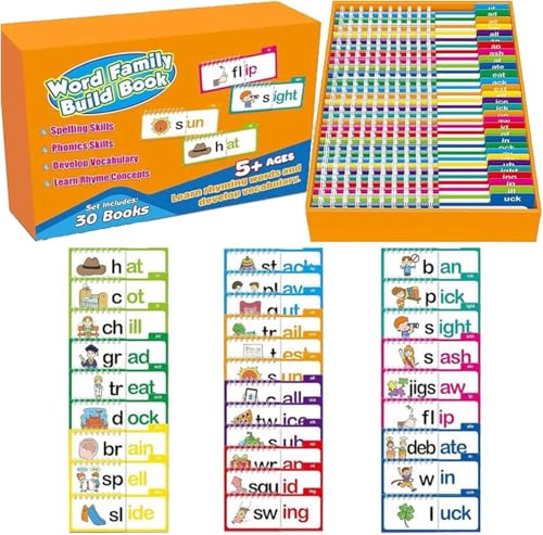Flip Books 30 Read and Rhyme Flip Books,ABC Phonics Flip Cards 2026 New Interactive Reading Word Family Build Book