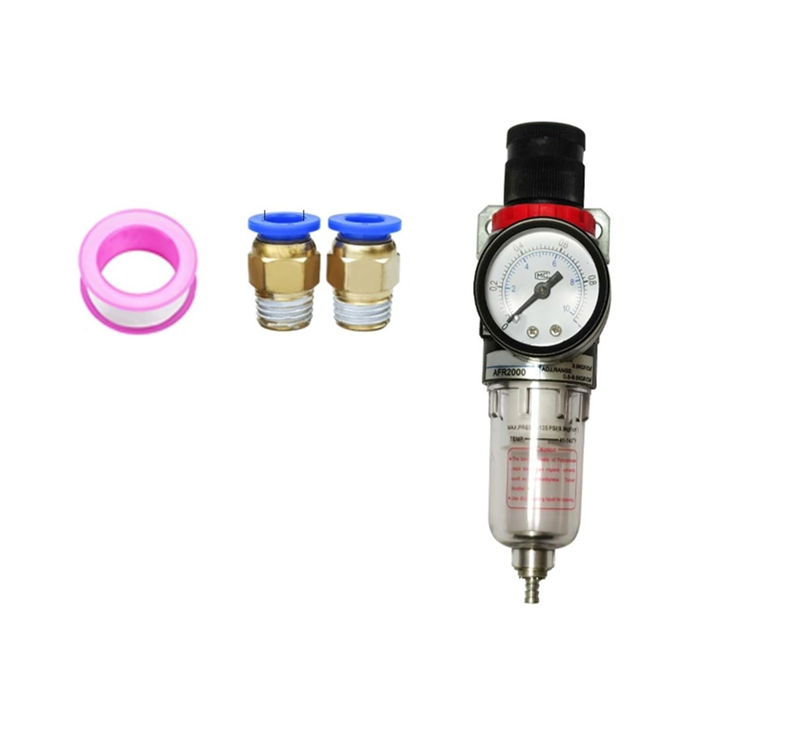 AFR2000 PT1/10.2 cm Regulador de presión de gas separador de aceite agua filtro pistola pulverizadora compresor separador de agua (con accesorios de 12 mm)