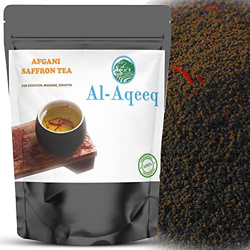Afghani Saffron Tea By Al-Aqeeq | Loose Leaf Black Tea | Black Tea Leaves From Assam | Loose Tea Leaves With Saffron From Afghanistan | Organic Saffron And Black Tea Loose Leaf | Brew It As Hot Or Iced Tea