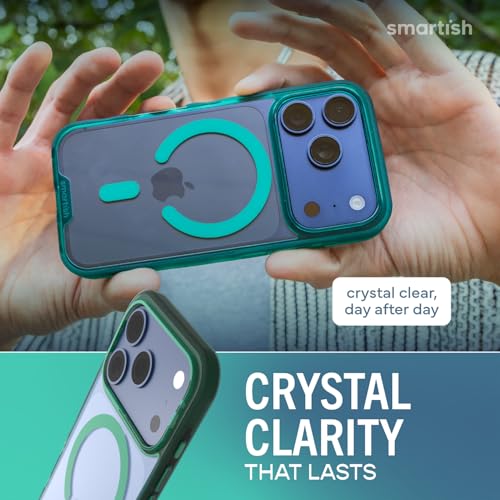 Image of Smartish iPhone 17 Pro MagSafe Clear Case - Gripmunk Magnetic Slim Case [Lightweight + Protective] Anti-Yellowing Thin Grip Clear Cover for Apple iPhone 17 Pro - Clearly Green