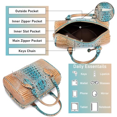 Image of Makcr Joacbv Top-Handle Crocodile Purses For Women Crossbody Leather Bags Trendy Large Capacity Tote with Shoulder Strap