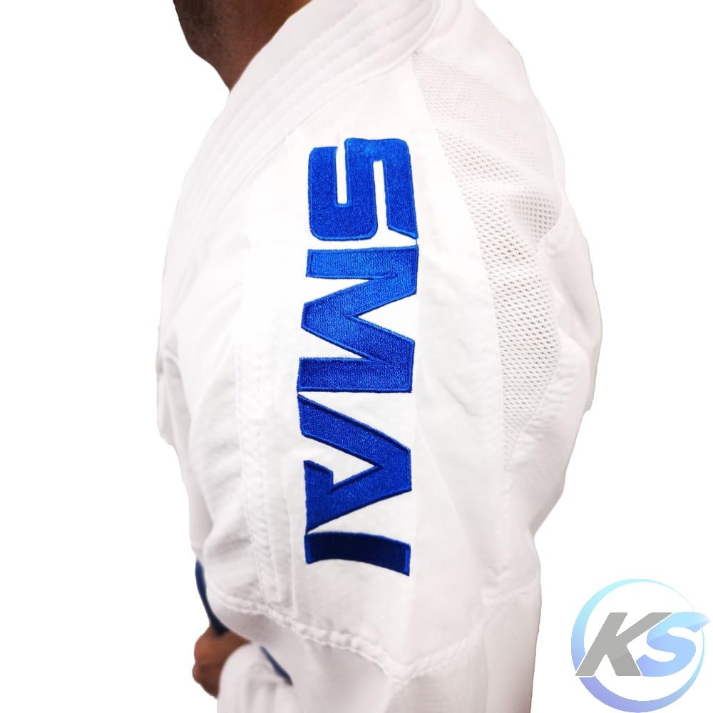 SMAI KarateGi Pro Fighter WKF Kumite Kit 2 Giacche Rosso/Blu e 1 Pantalone