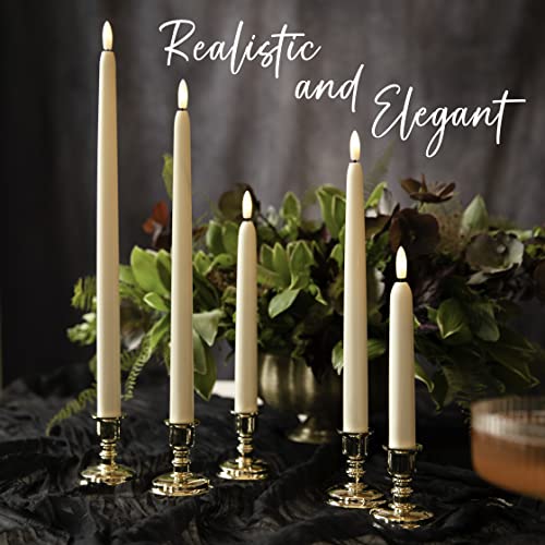 Enchanted Spaces 10 Pc Combo Pack Of 5 Sizes Flameless Led Ivory Taper Candles, Includes Pairs Of 6”, 8”, 10”, 12”, And 14” Candles, Timer Remote, 20 Aa Batteries #TOP4