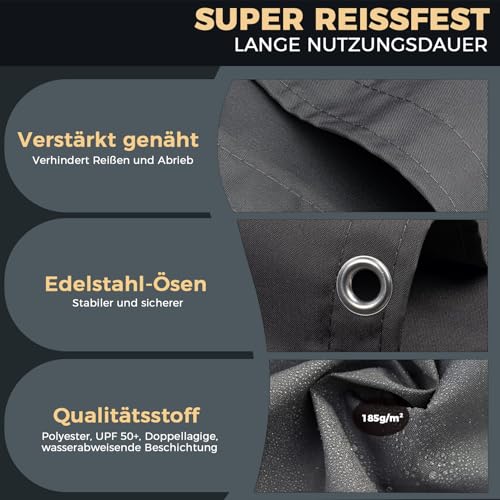 Voile d'ombrage imperméable 1x2m rectangulaire avec œillets - 4