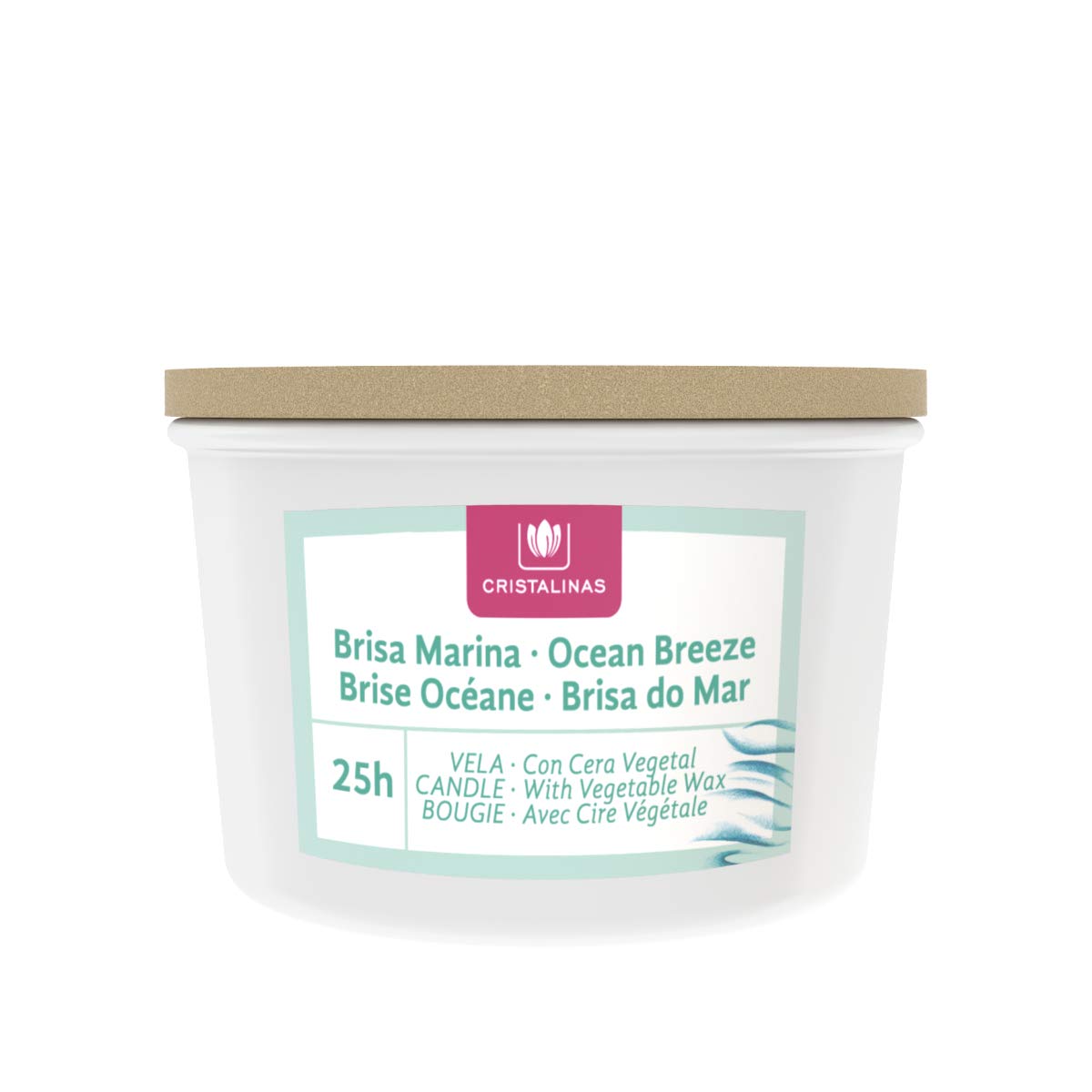 CRISTALINAS Pack Velas Aromáticas de Cera Vegetal y Aceites Esenciales | Aroma Brisa Marina. 3 Velas con Más de 25h de duración. Reciclable. Velas GELATTO