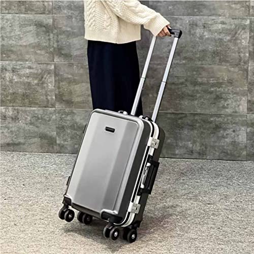 Aluminum Frame Double Buckle Password Suitcase, Universal Wheel Trolley Case, External Charging, Intelligent Large-Capacity Luggage (Red 47 * 72 * 30CM)2